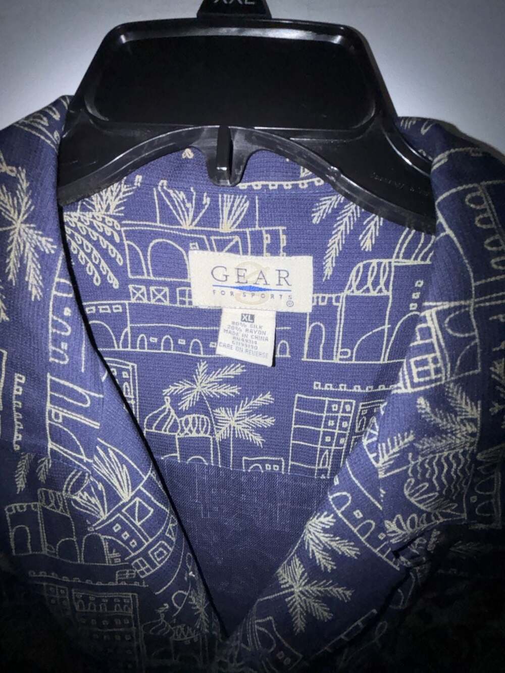 Gear For Sports Men's Short Sleeve Silk Blend Button-Down Shirt with Palm Tree C